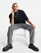 Asos Design Oversized T-shirt With Turtle Neck And Cut Out Detail In Black