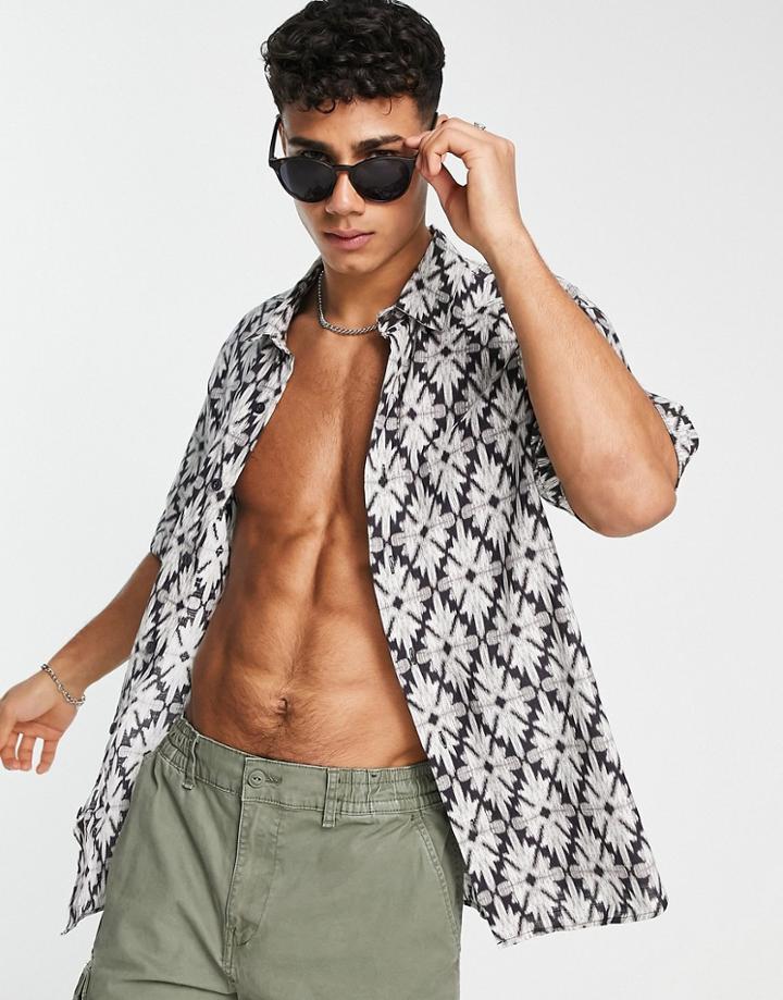 Pull & Bear Blurry Print Shirt In Black