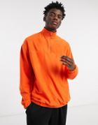 Asos Design Oversized Polar Fleece Sweatshirt With Half Zip In Bright Orange