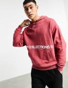 Asos Dark Future Oversized Hoodie In Red With Multi-placement Print