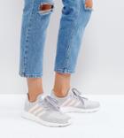 Adidas Originals Swift Run Sneakers In Gray With Pink Stripe - Gray