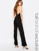 True Decadence Tall Strappy Open Back Detail Jumpsuit - Black