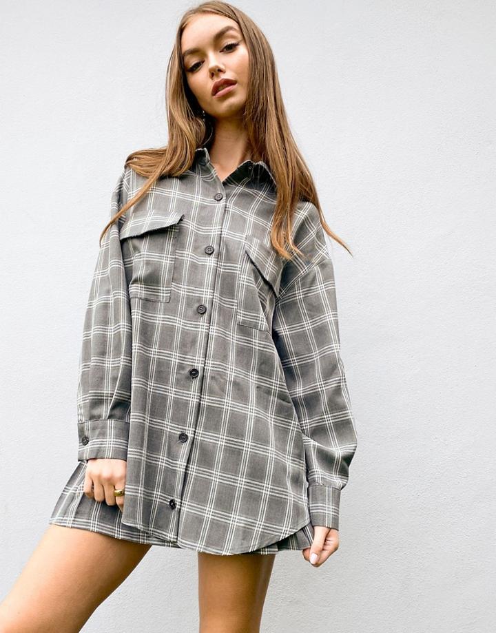 Asos Design Tailored Suit Shacket In Pow Plaid-multi