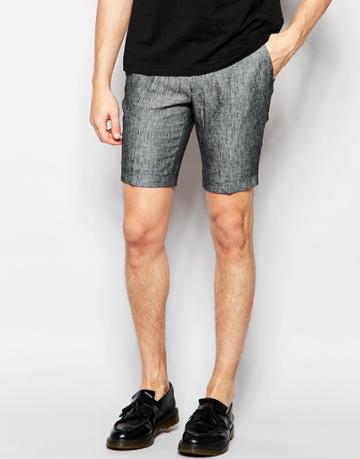 Vito 100% Linen Formal Shorts - Gray