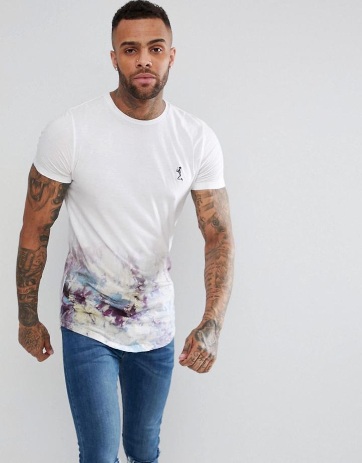 Religion T-shirt With Longline Curved Hem And Fade Print - White