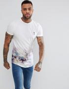 Religion T-shirt With Longline Curved Hem And Fade Print - White