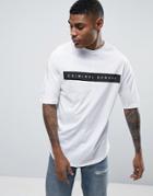 Criminal Damage Relaxed Fit T-shirt With Curved Hem - White