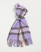 Asos Design 90s Checked Scarf With Tassels In Lilac-multi