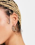 Topshop Cut Out Pattern Chunky Hoop Earrings In Gold