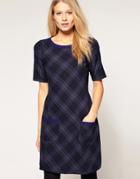 Oasis Checked Shift Dress - Blue