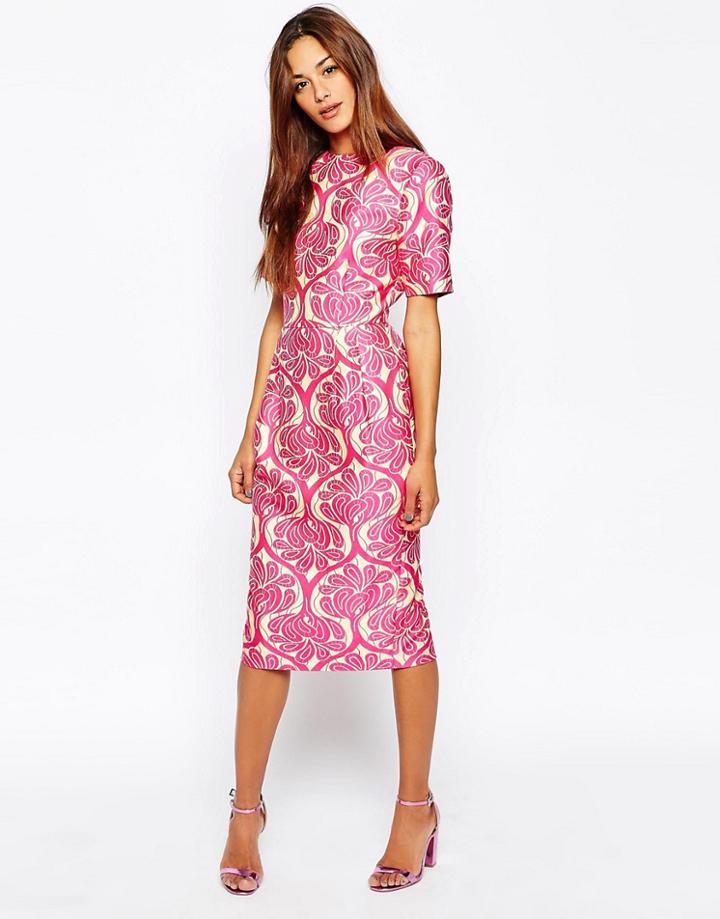 Asos Jacquard Wiggle Dress - Multi