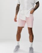 D-struct Raw Hem Denim Shorts - Pink