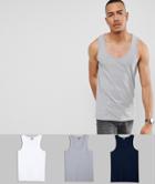 Asos Design Tall Tank 3 Pack Save - Multi