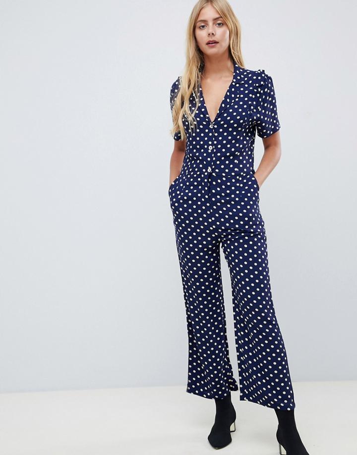 Leon & Harper Orion Polka Dot Jumpsuit - Blue