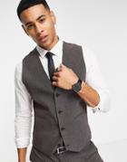 Asos Design Skinny Suit Vest In Pindot Texture In Burgundy-red