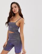Asos Design Two-piece Glitter Crop Top - Purple