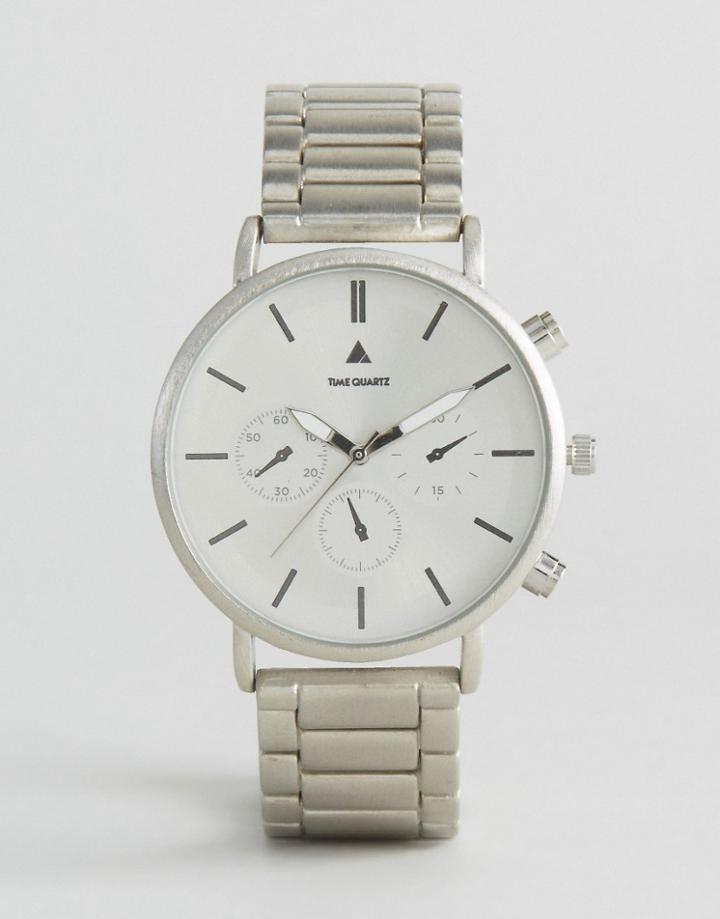 Asos Bracelet Watch In Brushed Silver - Silver