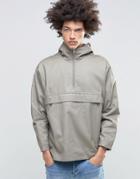 Asos Over The Head Cotton Jacket With Hood In Stone - Stone