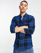 Only & Sons Long Sleeve Check Shirt In Dark Navy