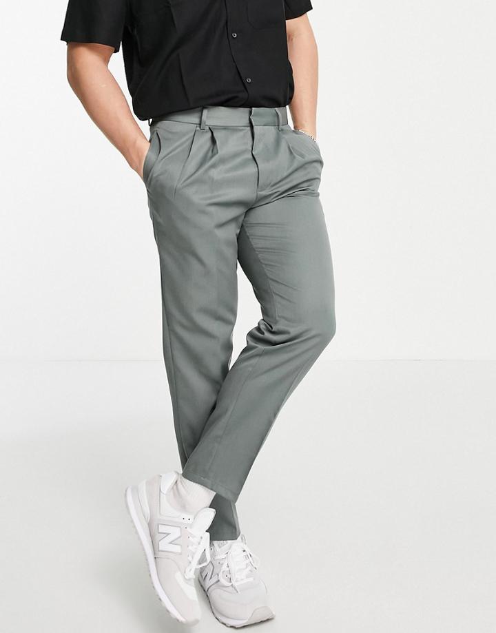 River Island Pleated Smart Pants-green