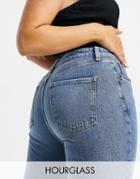 Asos Design Hourglass Mid Rise Vintage 'skinny' Jeans In Midwash With Rips-blues