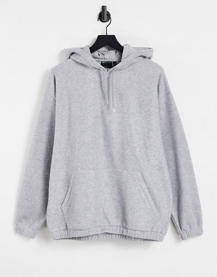 Asos Design Oversized Polar Fleece Hoodie In Gray Heather-grey