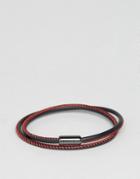 Boss By Hugo Boss Leather Wrap Bracelet In Black/red - Black
