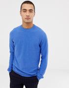 Selected Homme Knitted Sweater In Cotton Cashmere Mix - Blue