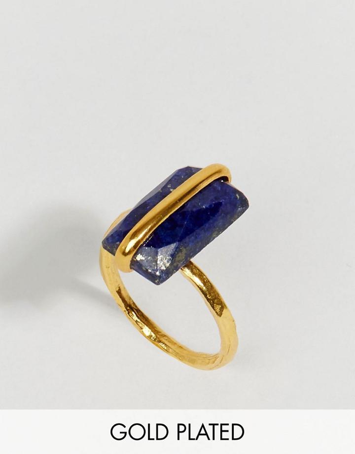 Ottoman Hands Lapis Stone Ring - Gold