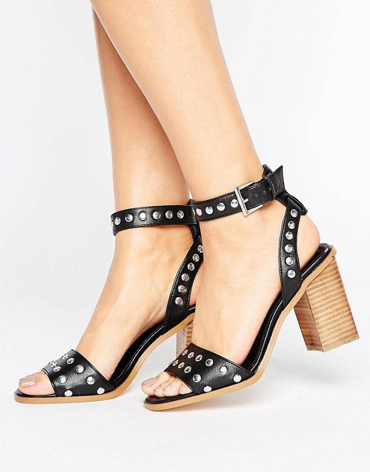 Asos Texas Studded Heeled Sandals - Black