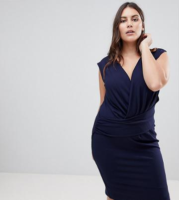 Lipsy Curve Plunge Front Bodycon Mini Dress - Navy