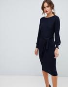 Y.a.s Sparkle Midi Dress With Tie Detail - Black