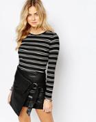 New Look Double Stripe Ribbed Top - Multi