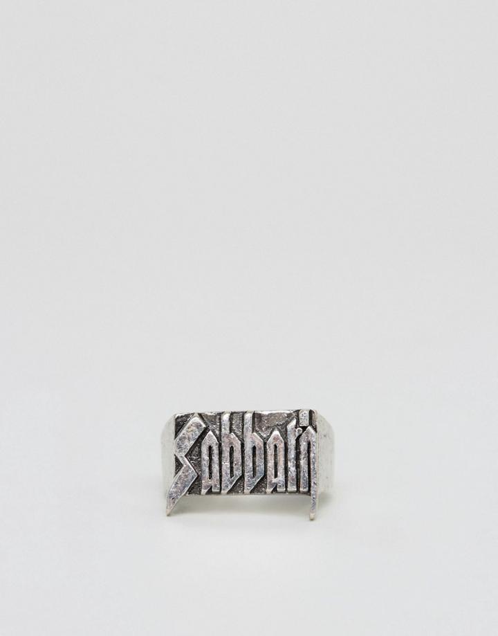 Sacred Hawk Sabbath Word Ring - Silver