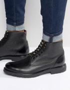 Ted Baker Karusl Pebble Grain Lace Up Boots - Black