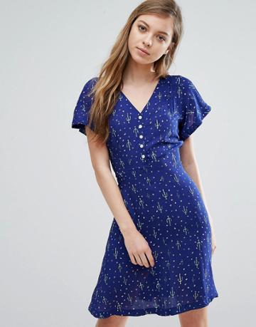 Trollied Dolly Cactus Tea Dress - Blue