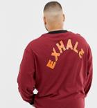 Collusion Plus Long Sleeve T-shirt In Burgundy With Back Print - Red