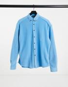 Asos Design 90s Oversized Fleece Shirt In Cornflower Blue-blues