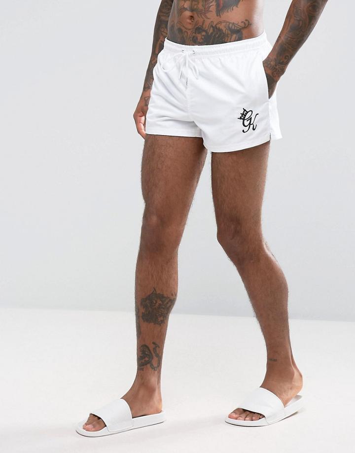Gym King Runner Swim Shorts In Super Short Length - White