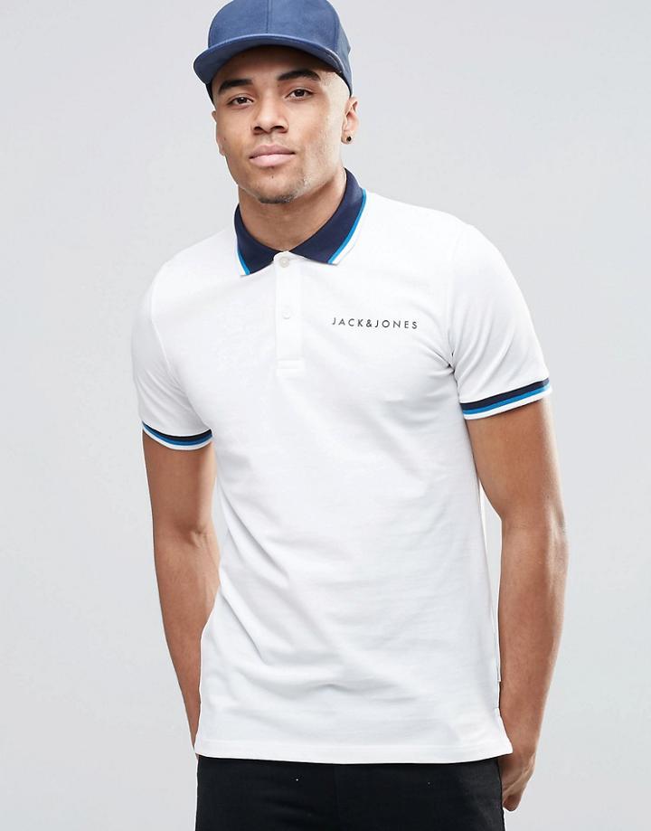 Jack & Jones Twin Tip Polo - White