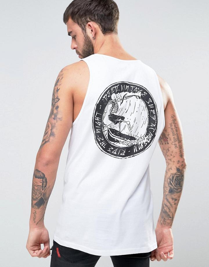 Dead Vintage Skeleton Skate Back Print Tank - White