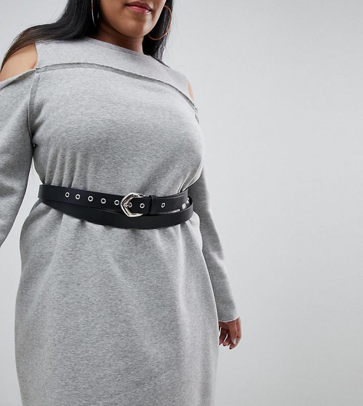 Asos Curve Double Wrap Waist And Hip Belt - Black