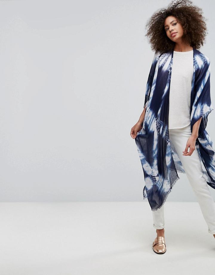 Qed London Tie Dye Kimono - Navy