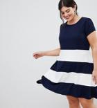 Praslin Skater Dress In Stripe - Navy