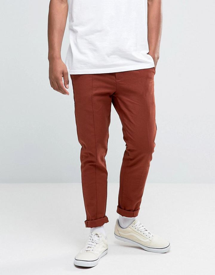 Asos Skinny Jogger With Pintucks In Rust - Brown