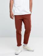 Asos Skinny Jogger With Pintucks In Rust - Brown