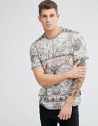 Jaded London T-shirt In Map Print - Gray