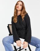 French Connection Crepe Light Gathered Waist Blouse In Black