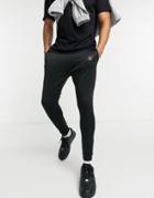 Siksilk Element Muscle Fit Cuffed Hem Sweatpants In Black With Gold Logo Detail