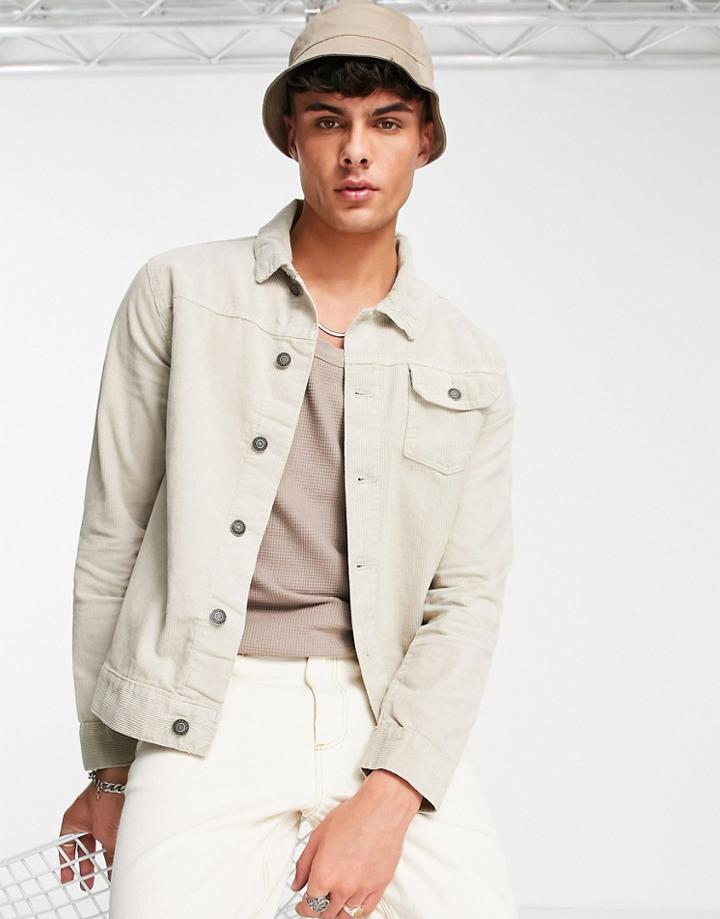 French Connection Cord Jacket In Stone-neutral